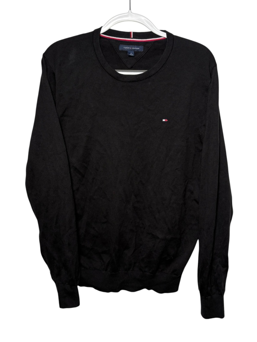 Tommy Hilfiger Men’s Black 100% Cotton Lightweight Crewneck Sweater Large